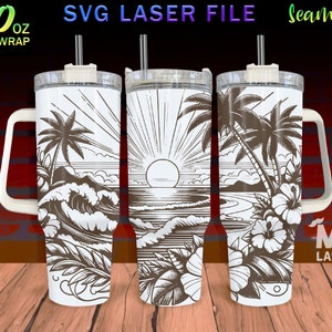 Hawaiian Laser Engraved full Wrap Design For 40oz Tumbler, Hawaiian SVG Laser File, Hawaiian Tumbler Wrap For Laser Rotary Machine