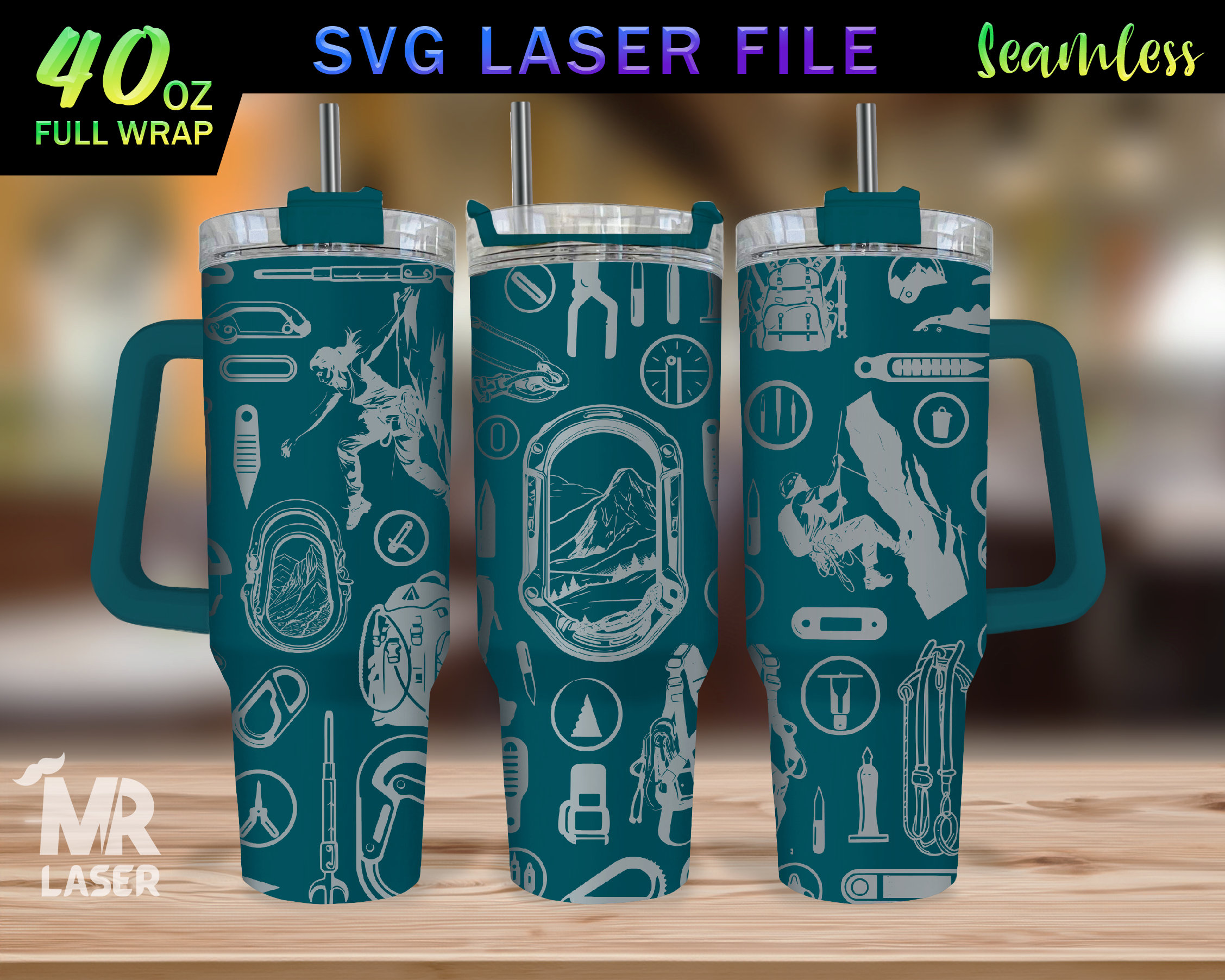 Climbing Laser Engraved Full Wrap Design for 40 Oz Tumbler, Climb SVG ...