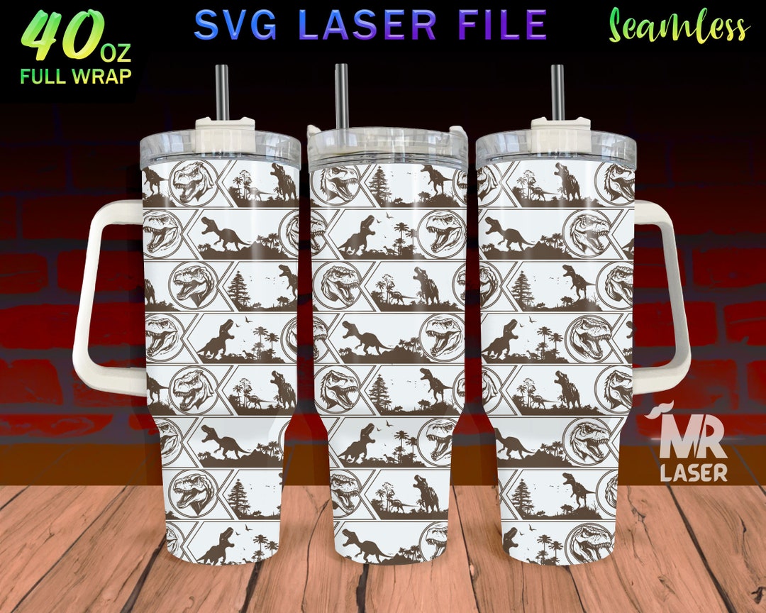 T-rex Laser Engraved Full Wrap Design for 40oz Tumbler, Dinosaur SVG ...