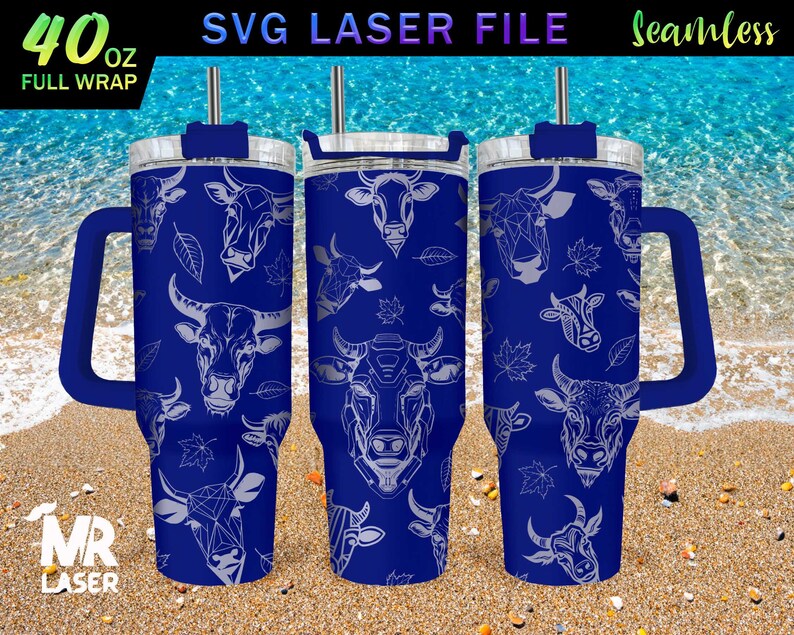 Cow Head Engraved Full Wrap Design for 40 Oz Tumbler, Cow Head SVG ...
