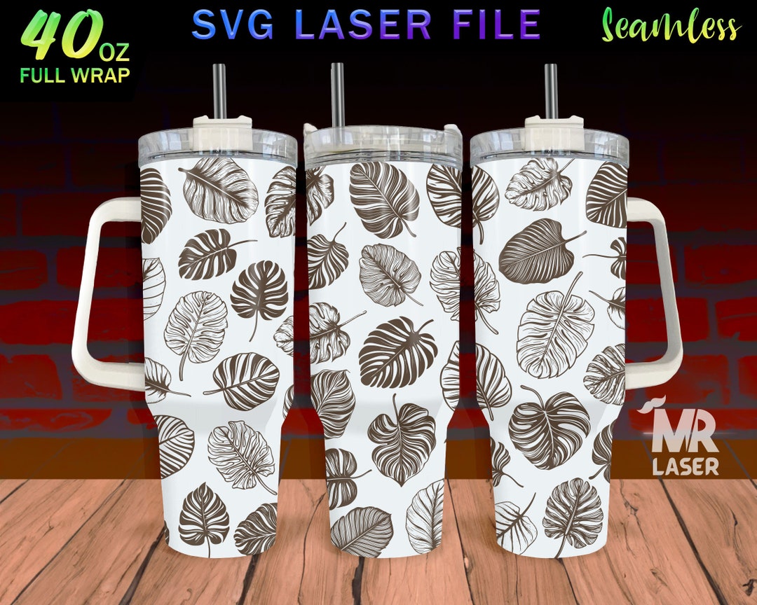 Monstera Leaves Laser Engraved Full Wrap Design for 40oz Tumbler ...