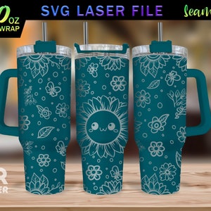 Cute Sun Laser Engraved Full Wrap Design for 40 Oz Tumbler, Sun Doodle ...
