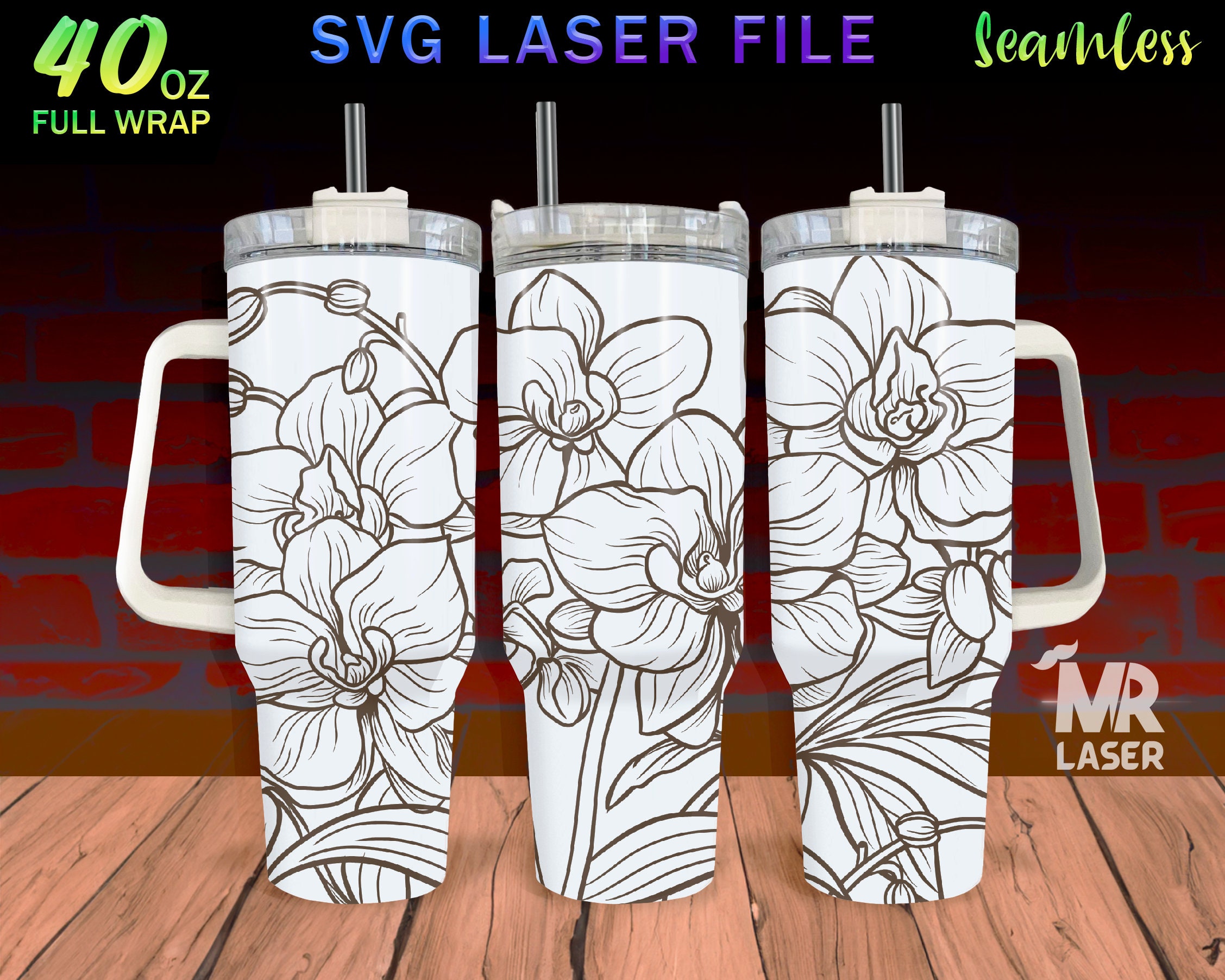 Orchid Laser Engraved Full Wrap Design for 40 Oz Tumbler, Orchid SVG ...
