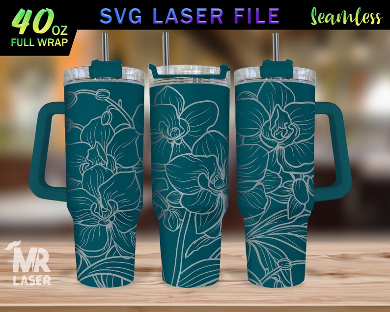 Orchid Laser Engraved Full Wrap Design for 40 Oz Tumbler, Orchid SVG ...