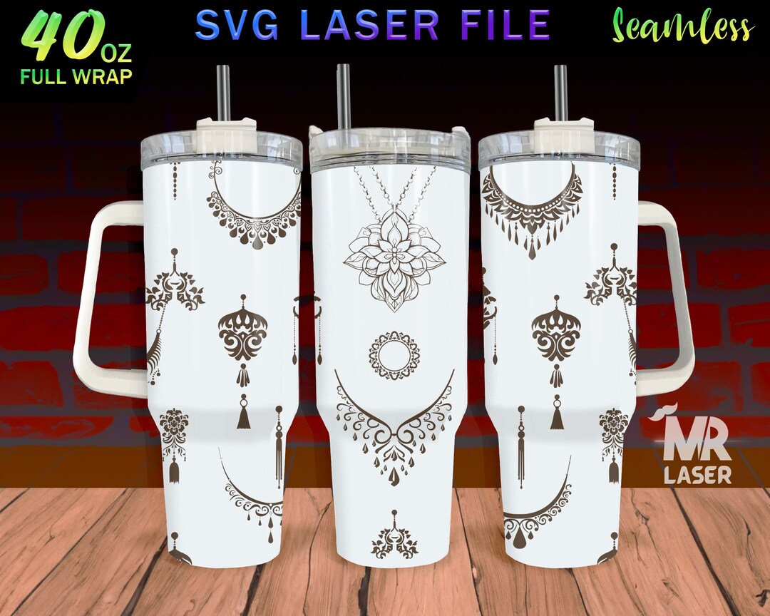 Necklace Laser Engraved Full Wrap Design for 40oz Tumbler, Jewellery