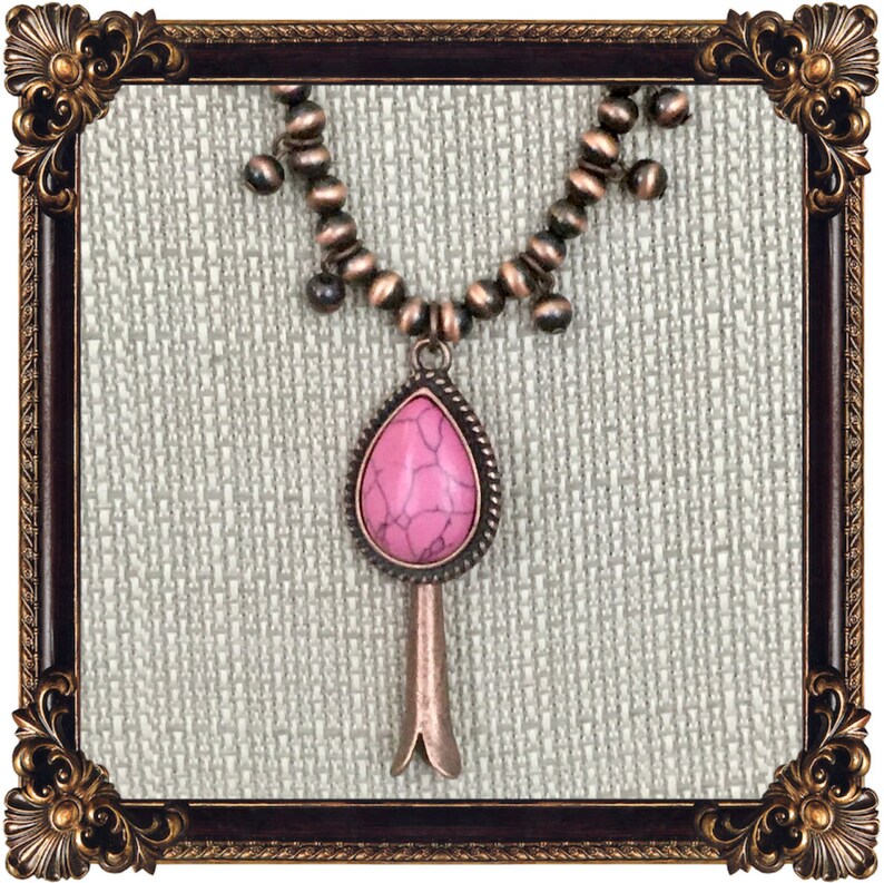 Pink Squash Blossom Pendant Necklace Etsy
