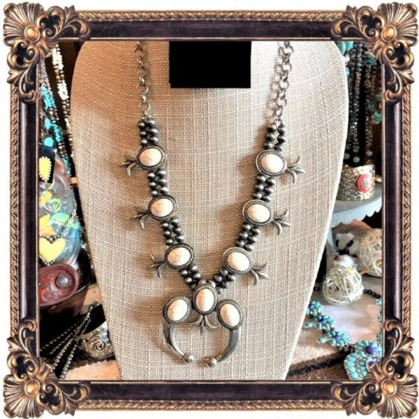 White Squash Blossom Necklace Etsy