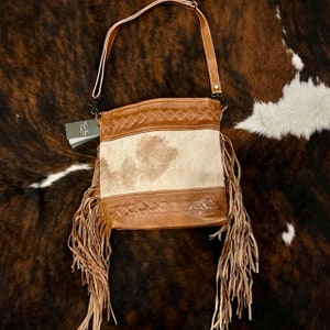 Myra Bag Genuine Hand-tooled Leather and Hairon Cowhide - Etsy