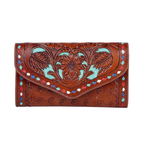 Myra Bag Genuine Leather Vintage Blue Wallet 4500 Etsy UK