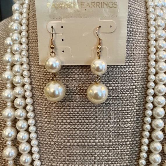 Take Me to Church Triple-strand Pearl Necklace and Earrings Set