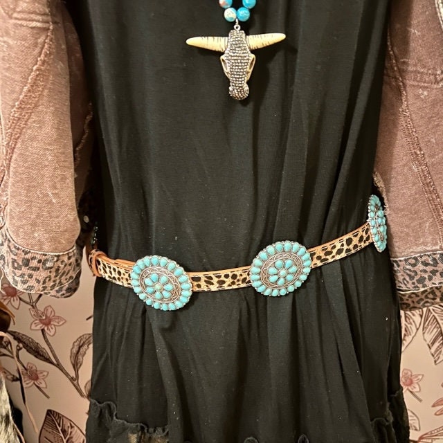 Western Leopard and Turquoise Belt. Fits Small/medium - 43  display picture 2