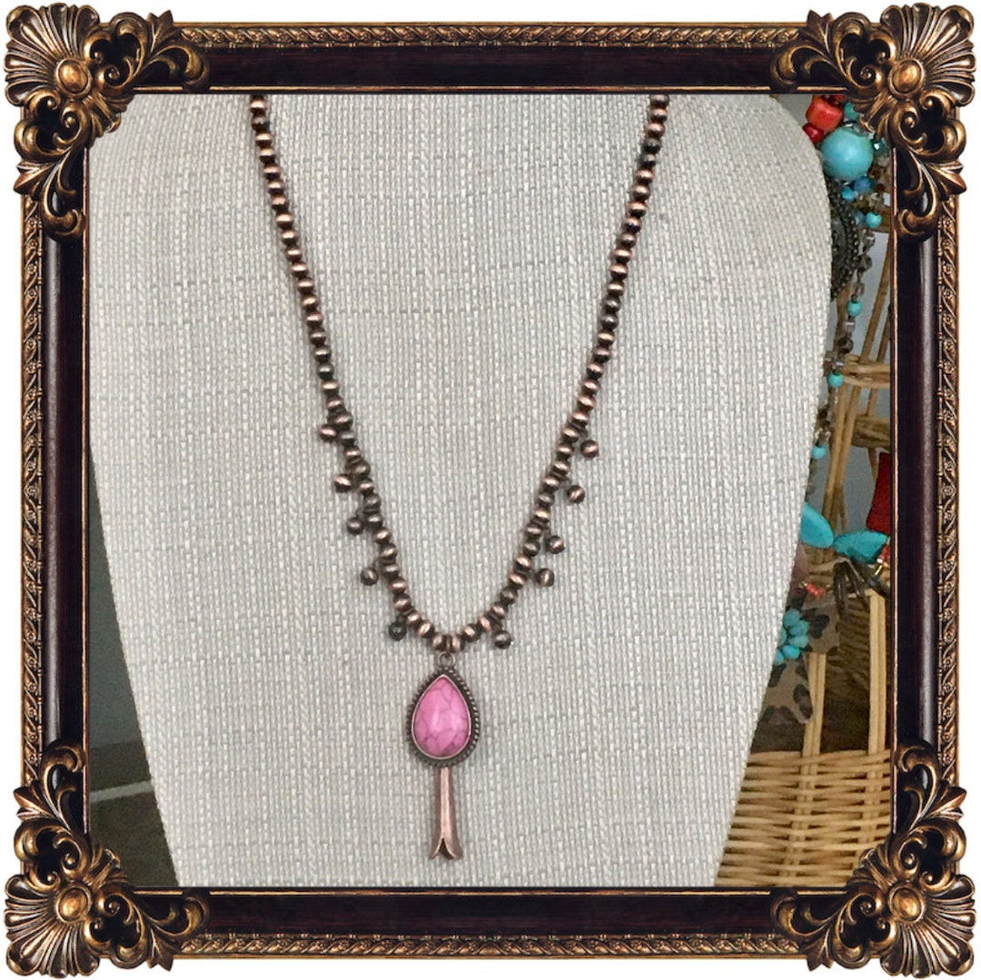 Pink Squash Blossom Pendant Necklace Etsy