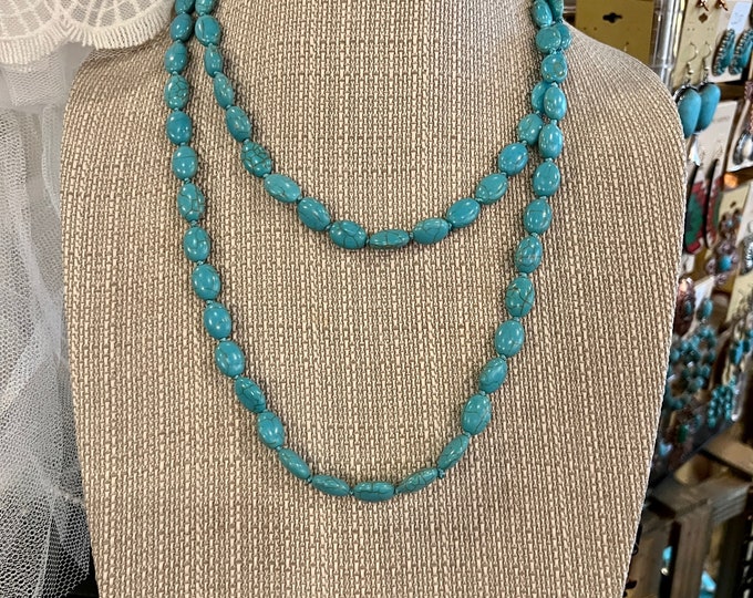 Turquoise Braided Long Necklace
