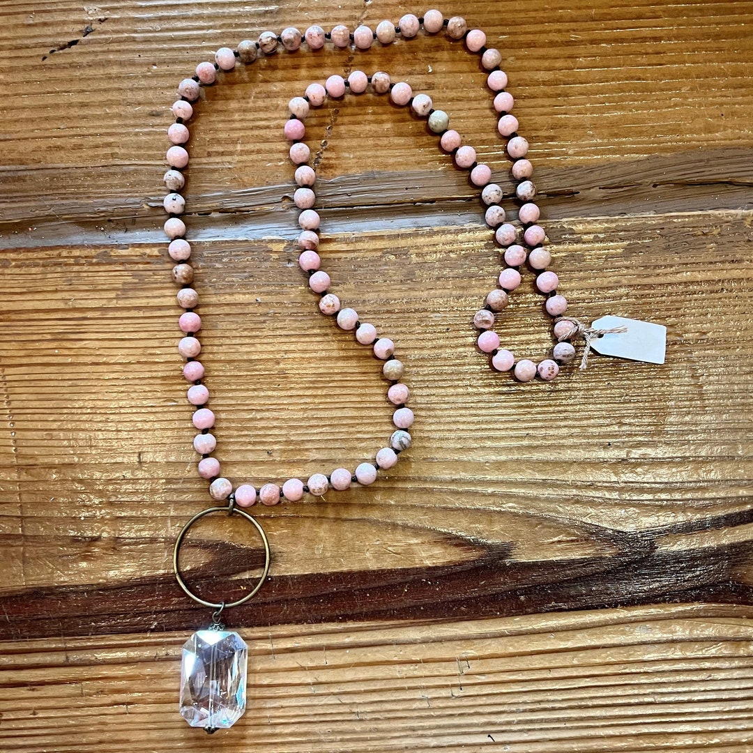 Handmade Semi-precious Pink Rhodenite Stones Necklace. - Etsy