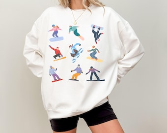 snowboard sweater personalisierbar, snowboarder gift, snowboard sweatshirt, apres ski sweat, cute holiday sweater, Wintersport Pullover