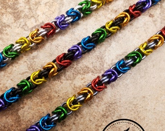 Rainbow byzantine Bracelet, coming out gift, chainmail stim bracelet, LGBTQ bracelet, Pride bracelet, handmade metal jewelry, chainmail