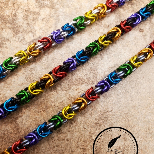 Rainbow byzantine Bracelet, coming out gift, chainmail stim bracelet, LGBTQ bracelet, Pride bracelet, handmade metal jewelry, chainmail