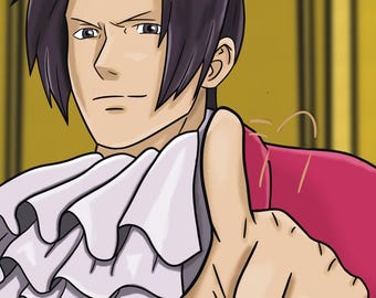 Miles Edgeworth Poster - 11x17 Holographic Art Print - Ace Attorney