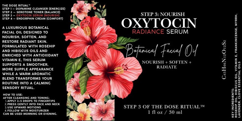 Oxytocin Radiance Serum | Rosehip Hibiscus Botanical Facial Oil, Anti-Aging Glow Skincare image 2