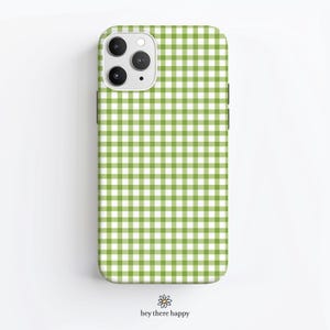 Green Plaid Phone Case: Preppy Checkered Cover for iPhone & Samsung