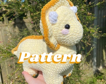 Patrón de crochet de Tammie, el triceratops, peluche de dinosaurio (descarga digital)