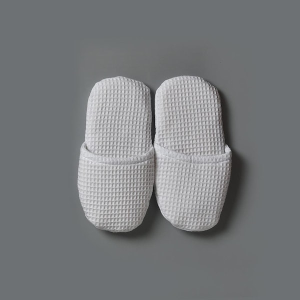 Waffle Weave Toe Slippers | Comfortable Fit | Closed White Slippers | Lightweight Slipper | Very Durable | lot of 6