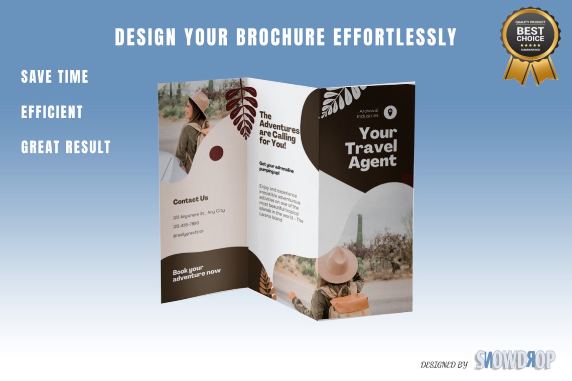 Editable Tri-fold Brochure Template, Printable Brochure Layout, Trifold ...