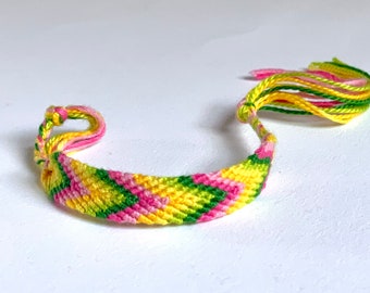 Yellow-Green-Pink Gradient Friendship Bracelet