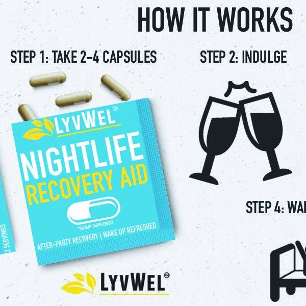 20 capsules Drinkers / Nightlife Recovery Aid DHM detox 5 Packs servings Anti hangover vitamin | for hangovers easy on the go packets