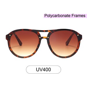 Purpyle 2134M-2 Aviator Sunglasses Metal Frame Flat Lenses Brown Tortoise Tinted Women's Unisex Gradient lens UV400 Retro Sunnies Shades