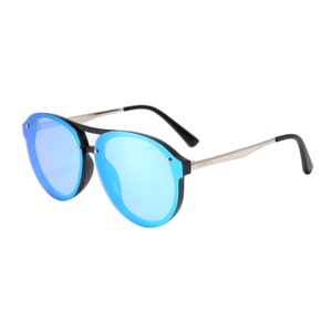 Purpyle 2134M-4 Aviator Sunglasses Metal Frame Flat Lenses Blue Mirrored Tinted Mens Women's Unisex Gradient lens UV400 Retro Sunnies Shades