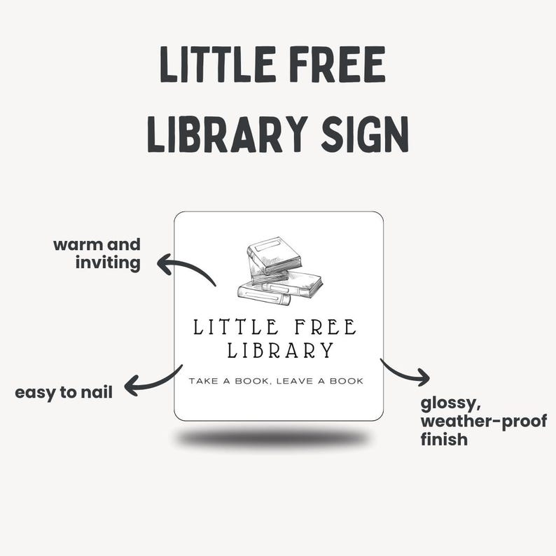 Little Free Library Sign: Weatherproof Cork-back Sign (3.74