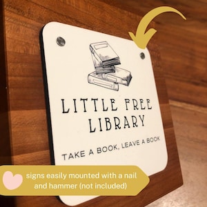 free little library sign, cork-back waterproof sign, lending library sign, square little free library sign, sign for little free library
