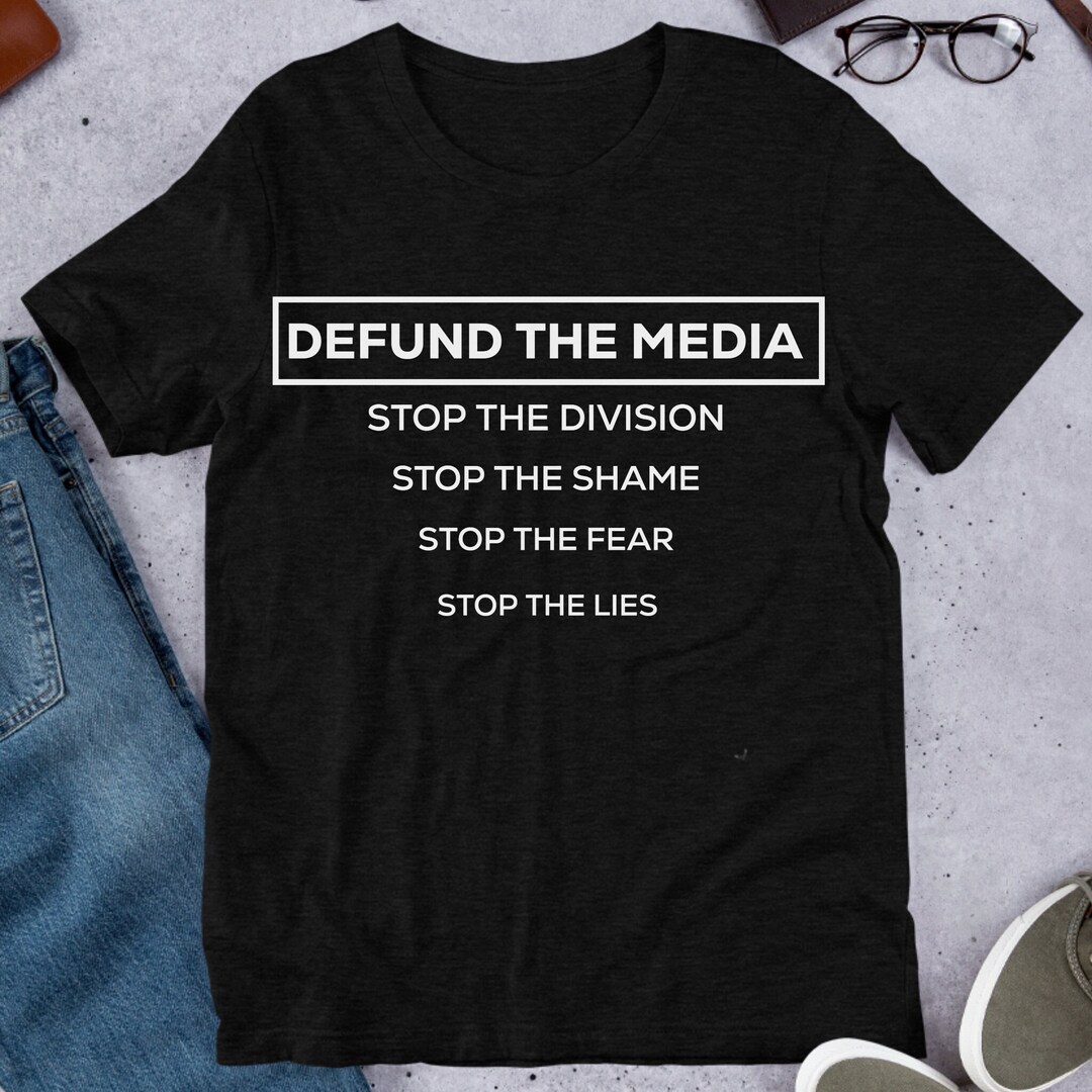 Defund The Media Italic Smallcaps Unisex Black T-Shirt main image 0