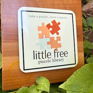 Little Free Puzzle Library Sign: Weatherproof Outdoor Lending