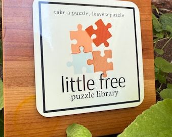 Little free puzzle library Sign, take a puzzle, leave a puzzle, puzzle lending library sign, outdoor puzzle library sign, borrow a puzzle
