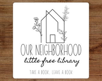 Free Lending Library Sign, LFL Sign, Neighborhood Library Sign, Waterproof Free Little Library Sign. Cork-back Little Free Library Sign