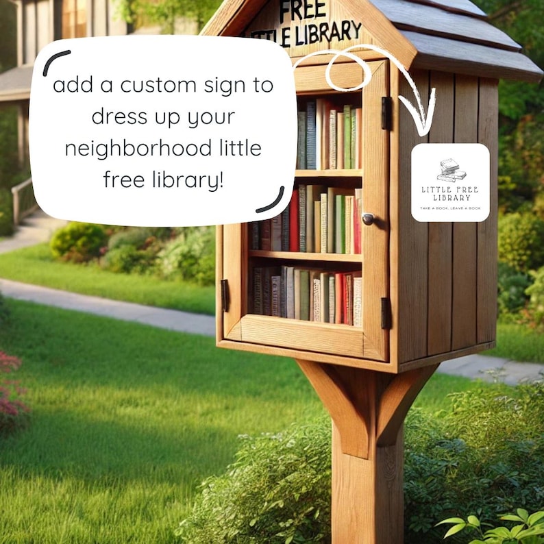Little Free Library Sign: Weatherproof Cork-back Sign (3.74