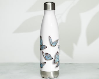 Blue Butterfly Stainless Steel Water Bottle: Mystical Insulated Flask