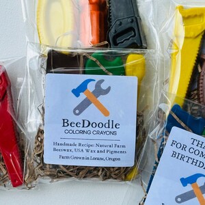 Tool Crayons  -  Kids Birthday Party Favors  - Handmade Beeswax Coloring Crayons for Children