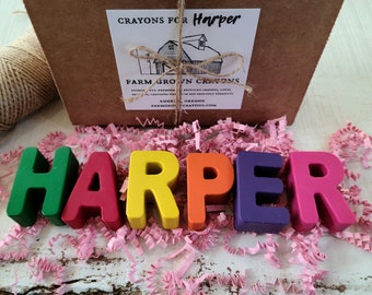 Personalized Name Crayons - Fun gift for Kids - Hand poured on small farm with beeswax - Ready to gift give