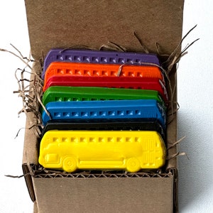 School Bus Crayons - Fun Gift for Kids - Birthday Party Crayon Favors - Kids Gift - Pretend Play - School Party Goodie Treats
