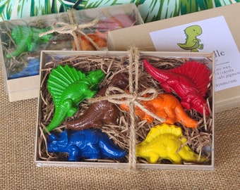 Crayons Dinosaur - Kids Stocking Stuffers - Natural Beeswax Crayons - Handmade on Small Farm - Clear Top Box - Childs Birthday Gift