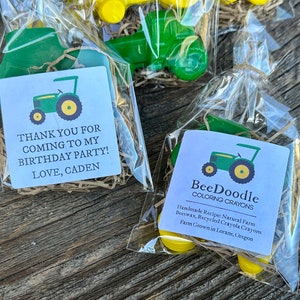 Tractor Crayons - Tractor Birthday Party Favors - School Gift for Children - Custom Ready Goodie Bags - Handmade Beeswax