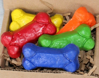 Dog Bone Crayons - Puppy Recycled Farmers Market CRAYONS - Eco Beeswax Soy Crayons - Custom Birthday Crayon Gift Kids - Holiday Gift