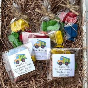 Crayon Party Favors - Custom Goodie Bags - Made on Small Farm - Heavy Construction Equipment