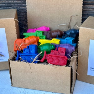 Vehicle Crayons - Construction Kids Gift - Birthday Party Favors - Made in the USA - Natural Farm Beeswax - Christmas Stocking Stuffers
