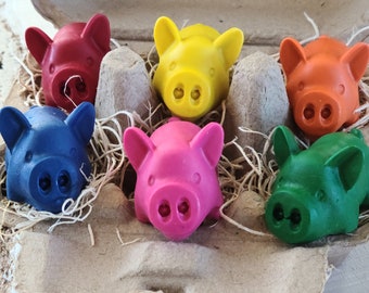 Pig Crayons - Recycled CRAYONS - Beeswax Crayons - Birthday Gift Kids - Holiday Gift - Pig Gift - Kids Toys - Stocking Stuffer - Farm Party