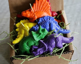 Dinosaur Crayons - Dinosaur Gift - Dinosaur Toy for Kids - Birthday Party Favors  - Ready to gift Natural Dinosaur Beeswax Crayons
