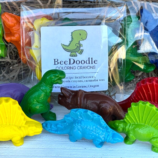 Custom Crayons - Kids Birthday Party Dinosaur Favors - Handmade Beeswax and Recycled Coloring Crayons